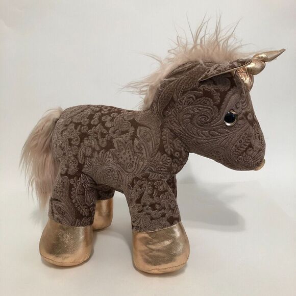 Dan Dee Rose Gold Unicorn Champagne Damask Plush 18” Stuffed Animal Toy Velvet - Picture 11 of 12